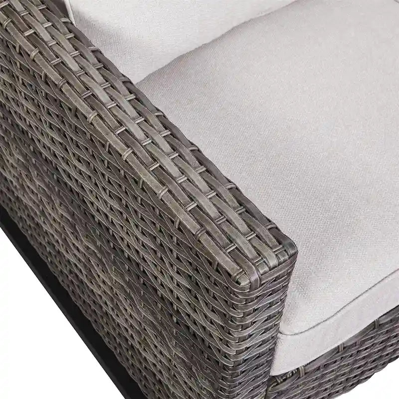 Ensemble canapé d'angle d'extérieur en résine tressée Gymojoy avec poufs et coussins