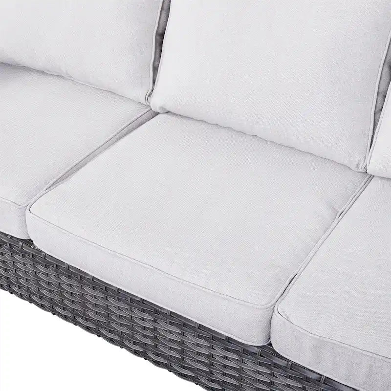 Ensemble canapé d'angle d'extérieur en résine tressée Gymojoy avec poufs et coussins