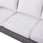 Ensemble canapé d'angle d'extérieur en résine tressée Gymojoy avec poufs et coussins