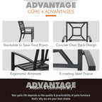 Ensemble de salle à manger d'extérieur MAISON ARTS 7 pièces en métal avec revêtement électrophorétique et chaises empilables