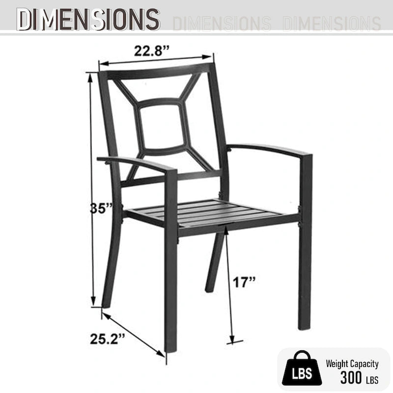 Ensemble de salle à manger d'extérieur MAISON ARTS 7 pièces en métal avec revêtement électrophorétique et chaises empilables
