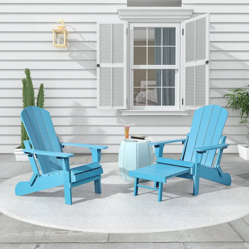 Chaise Adirondack pliante Seaton en polyéthylène avec repose-pieds coulissant, lot de 2