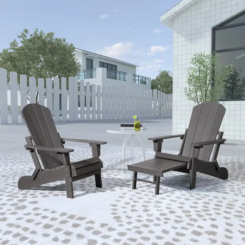 Chaise Adirondack pliante Seaton en polyéthylène avec repose-pieds coulissant, lot de 2