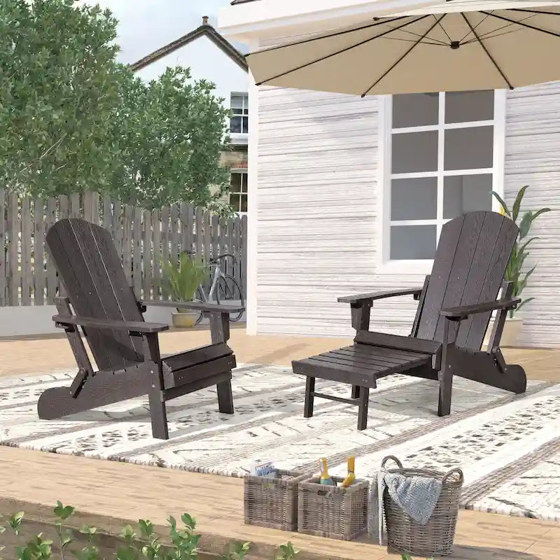 Chaise Adirondack pliante Seaton en polyéthylène avec repose-pieds coulissant, lot de 2