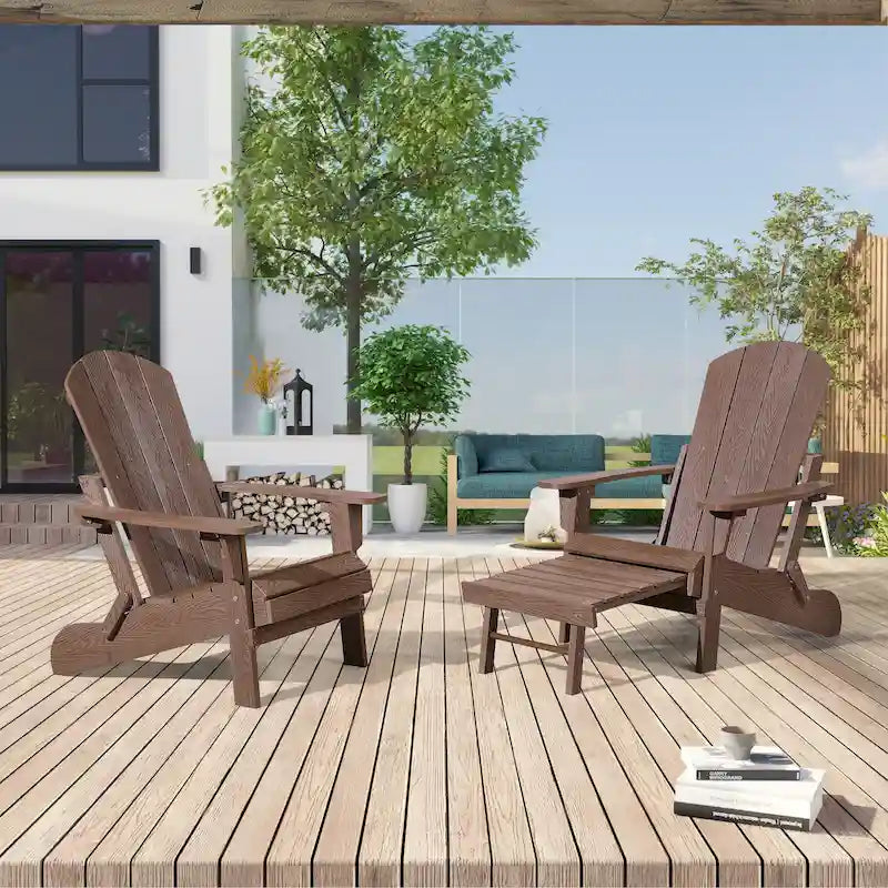 Chaise Adirondack pliante Seaton en polyéthylène avec repose-pieds coulissant, lot de 2