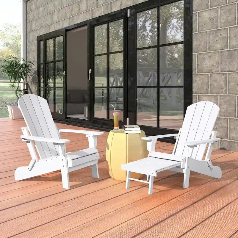 Chaise Adirondack pliante Seaton en polyéthylène avec repose-pieds coulissant, lot de 2