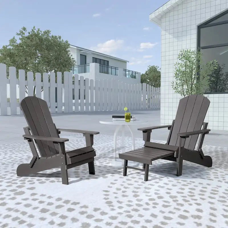 Chaise Adirondack pliante Seaton en polyéthylène avec repose-pieds coulissant, lot de 2