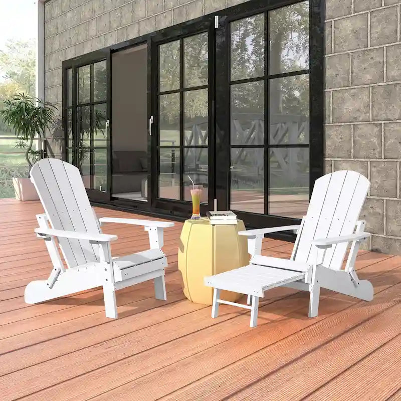 Chaise Adirondack pliante Seaton en polyéthylène avec repose-pieds coulissant, lot de 2