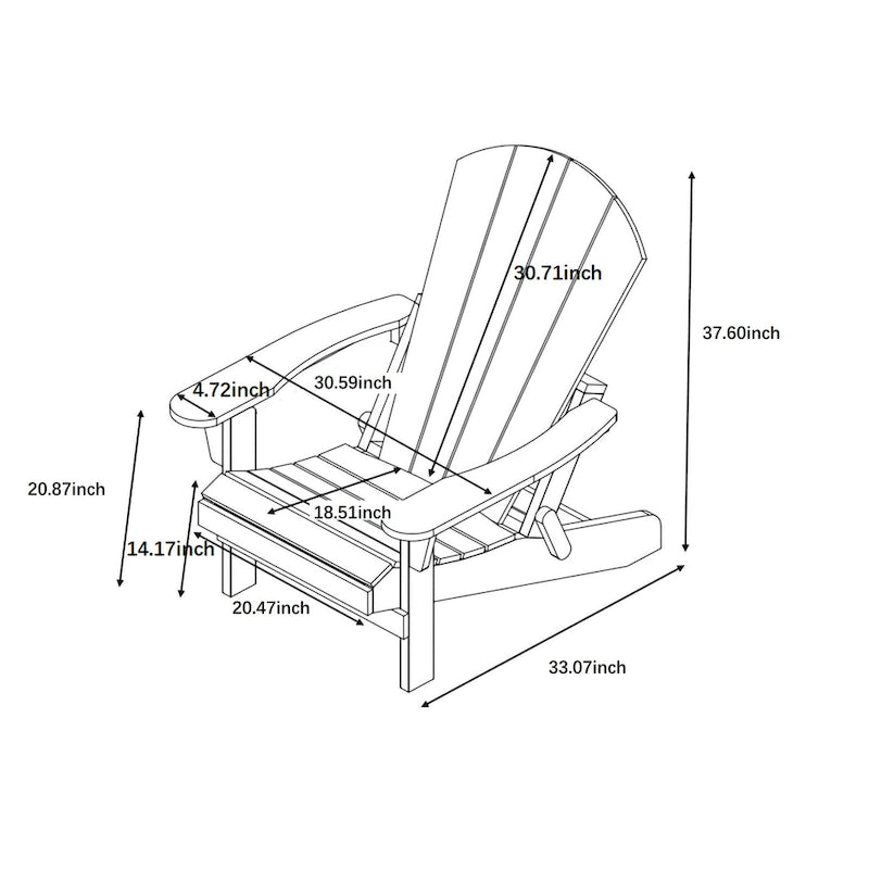 Chaise Adirondack pliante Seaton en polyéthylène avec repose-pieds coulissant, lot de 2