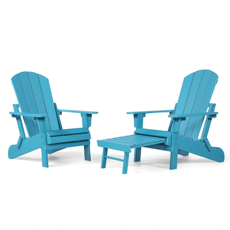 Chaise Adirondack pliante Seaton en polyéthylène avec repose-pieds coulissant, lot de 2