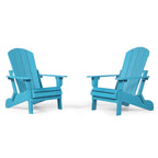 Chaise Adirondack pliante Seaton en polyéthylène avec repose-pieds coulissant, lot de 2