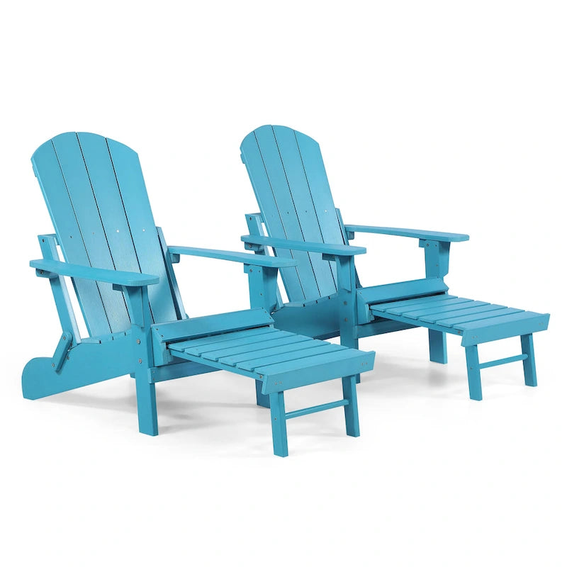 Chaise Adirondack pliante Seaton en polyéthylène avec repose-pieds coulissant, lot de 2
