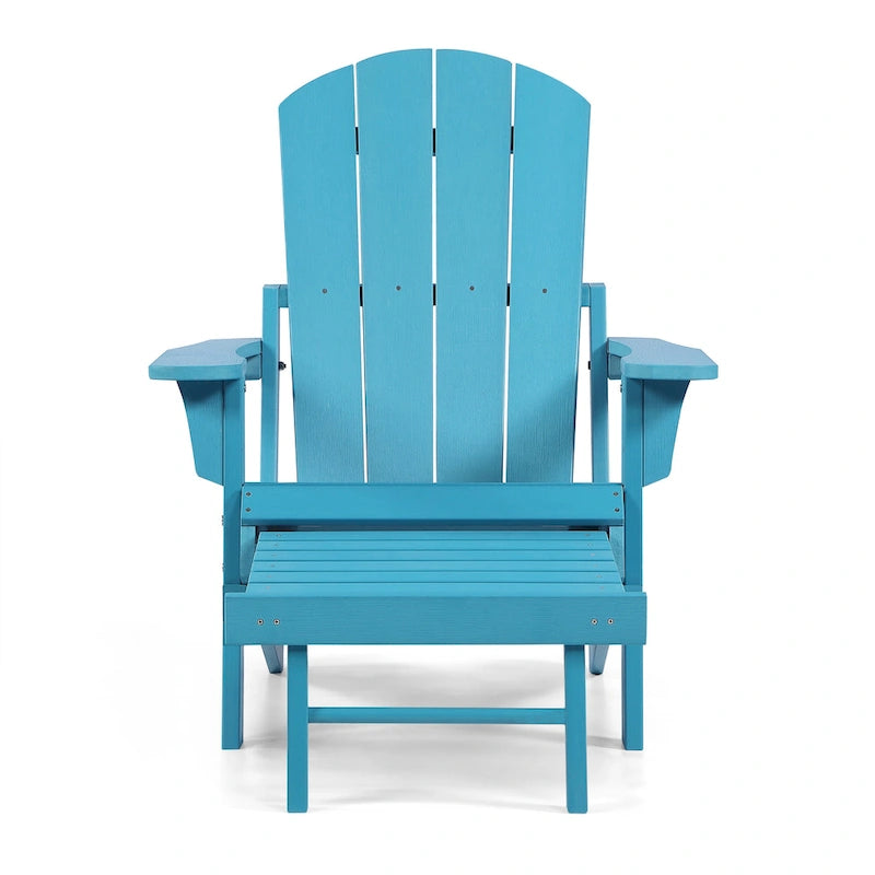 Chaise Adirondack pliante Seaton en polyéthylène avec repose-pieds coulissant, lot de 2