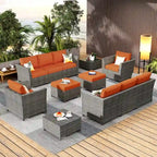 Ensemble de canapé d'angle d'extérieur en osier 12 pièces HOOOWOOO avec table basse