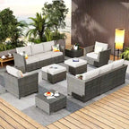 Ensemble de canapé d'angle d'extérieur en osier 12 pièces HOOOWOOO avec table basse