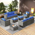 Ensemble de canapé d'angle d'extérieur en osier 12 pièces HOOOWOOO avec table basse