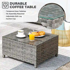 Ensemble de canapé d'angle d'extérieur en osier 12 pièces HOOOWOOO avec table basse