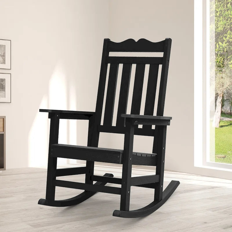 Fauteuil à bascule Adirondack de patio BONOSUKI, fauteuil de foyer résistant aux intempéries