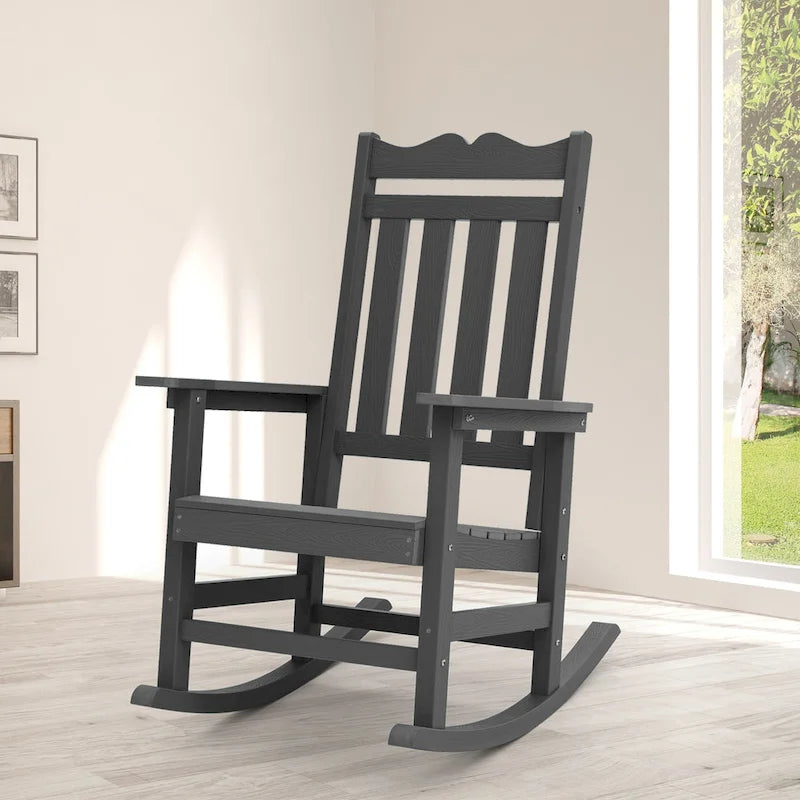 Fauteuil à bascule Adirondack de patio BONOSUKI, fauteuil de foyer résistant aux intempéries