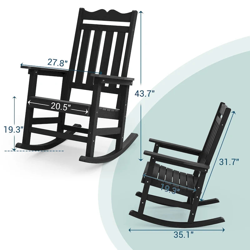 Fauteuil à bascule Adirondack de patio BONOSUKI, fauteuil de foyer résistant aux intempéries
