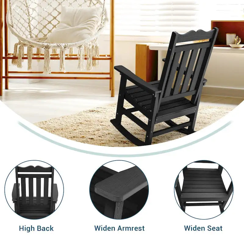 Fauteuil à bascule Adirondack de patio BONOSUKI, fauteuil de foyer résistant aux intempéries