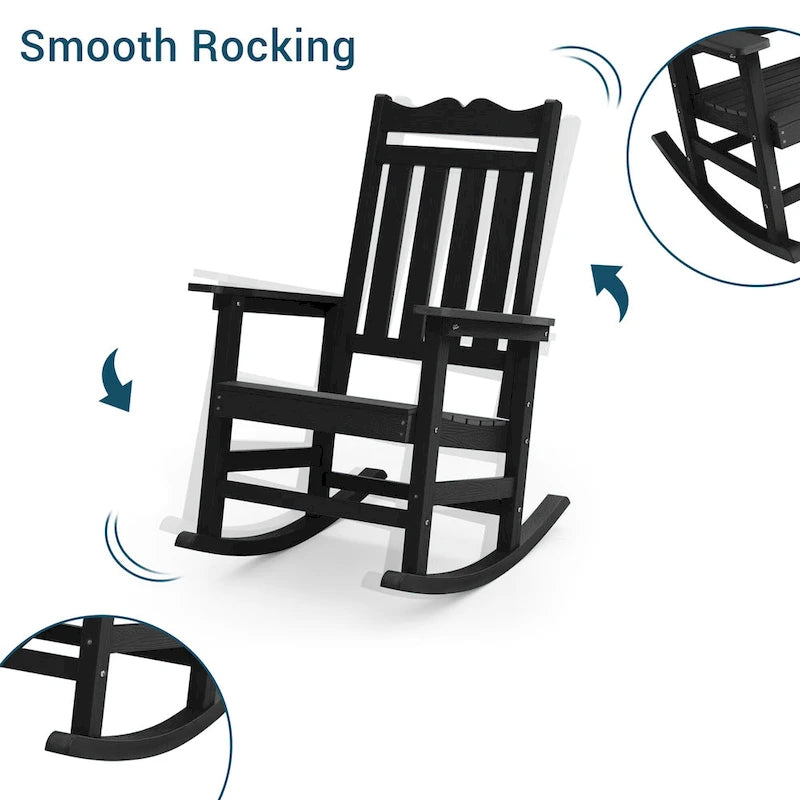 Fauteuil à bascule Adirondack de patio BONOSUKI, fauteuil de foyer résistant aux intempéries