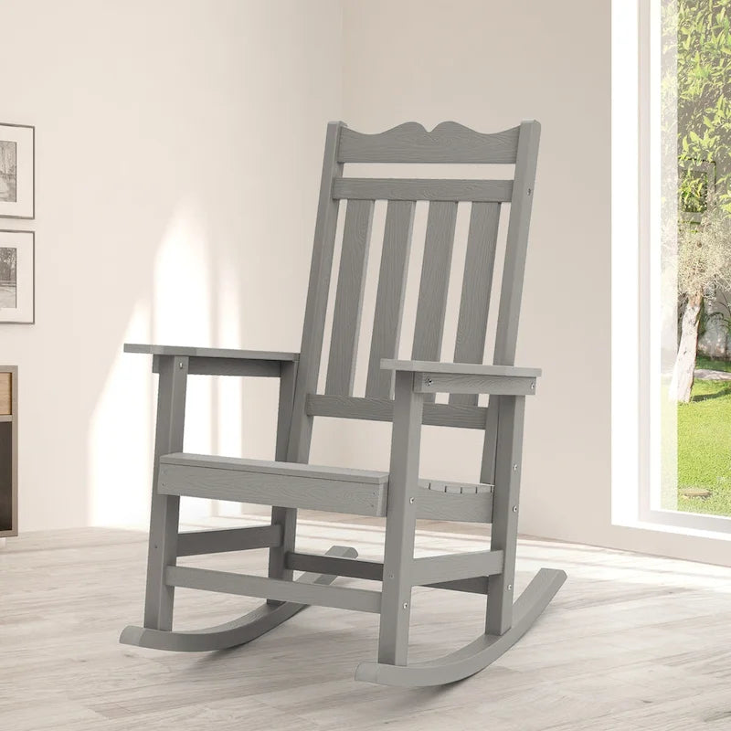 Fauteuil à bascule Adirondack de patio BONOSUKI, fauteuil de foyer résistant aux intempéries