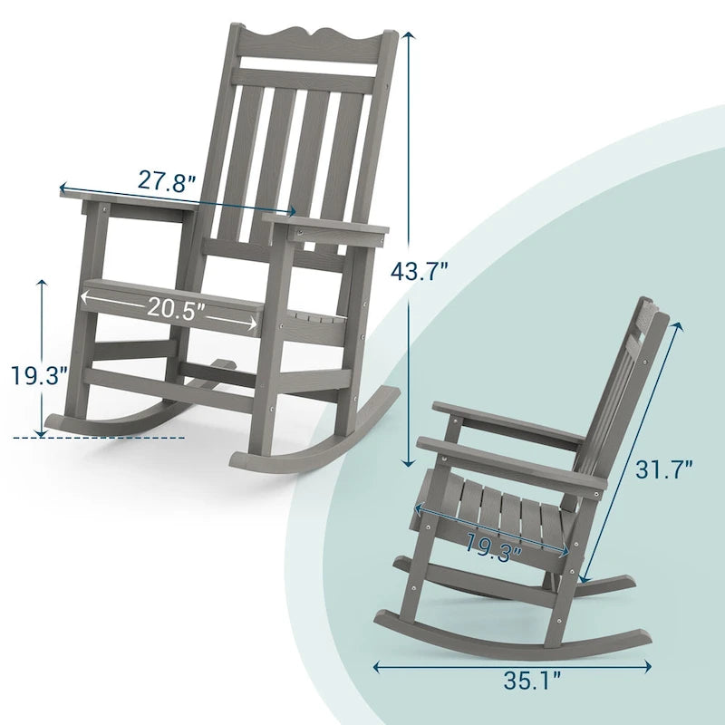 Fauteuil à bascule Adirondack de patio BONOSUKI, fauteuil de foyer résistant aux intempéries
