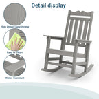 Fauteuil à bascule Adirondack de patio BONOSUKI, fauteuil de foyer résistant aux intempéries