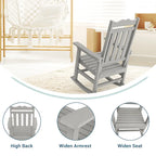 Fauteuil à bascule Adirondack de patio BONOSUKI, fauteuil de foyer résistant aux intempéries