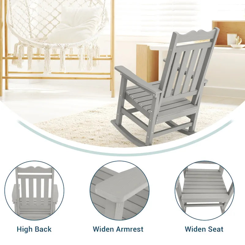 Fauteuil à bascule Adirondack de patio BONOSUKI, fauteuil de foyer résistant aux intempéries