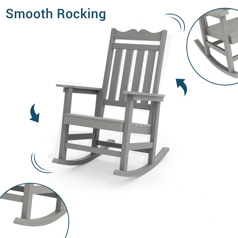 Fauteuil à bascule Adirondack de patio BONOSUKI, fauteuil de foyer résistant aux intempéries