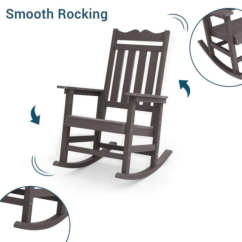Fauteuil à bascule Adirondack de patio BONOSUKI, fauteuil de foyer résistant aux intempéries