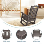 Fauteuil à bascule Adirondack de patio BONOSUKI, fauteuil de foyer résistant aux intempéries