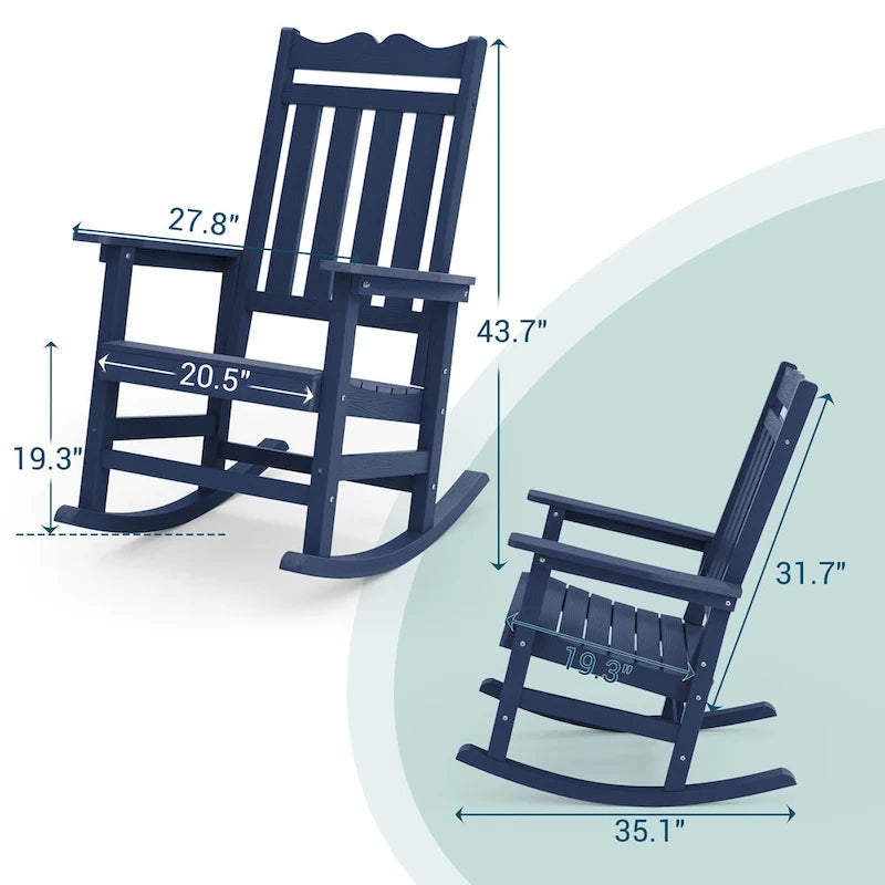 Fauteuil à bascule Adirondack de patio BONOSUKI, fauteuil de foyer résistant aux intempéries