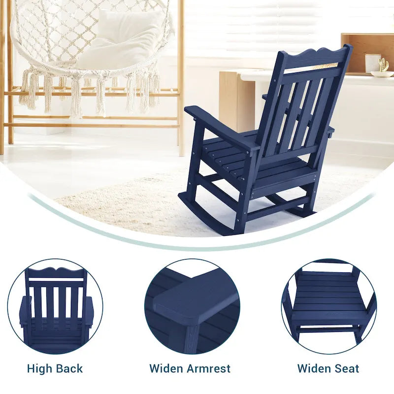 Fauteuil à bascule Adirondack de patio BONOSUKI, fauteuil de foyer résistant aux intempéries