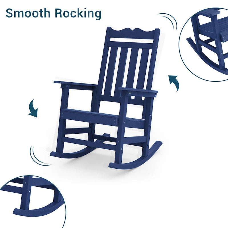 Fauteuil à bascule Adirondack de patio BONOSUKI, fauteuil de foyer résistant aux intempéries