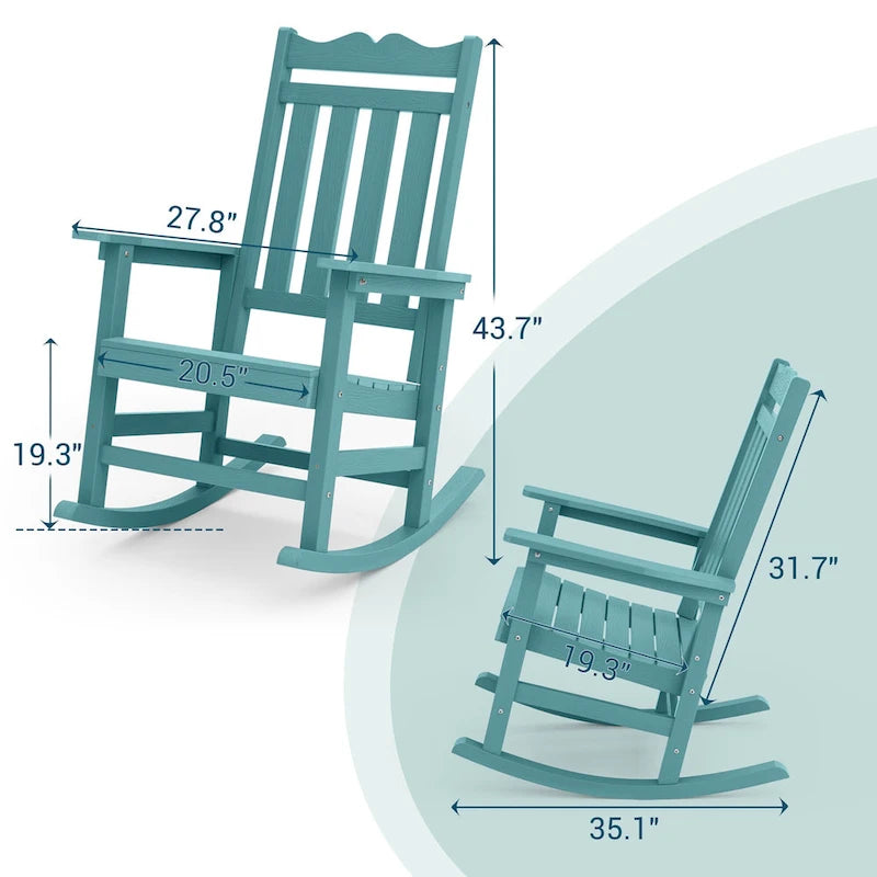 Fauteuil à bascule Adirondack de patio BONOSUKI, fauteuil de foyer résistant aux intempéries