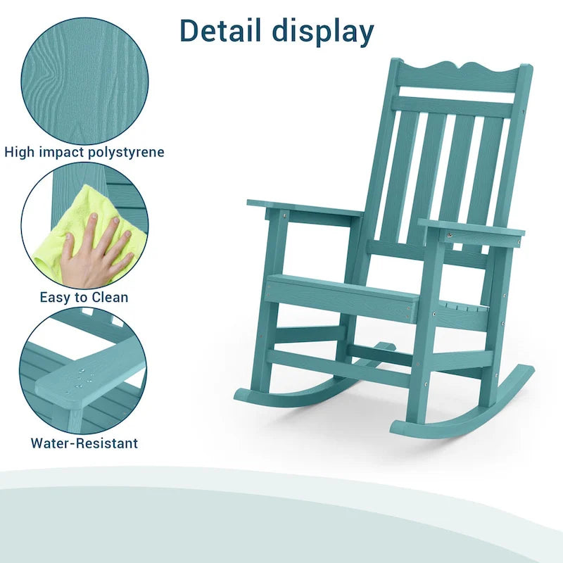 Fauteuil à bascule Adirondack de patio BONOSUKI, fauteuil de foyer résistant aux intempéries