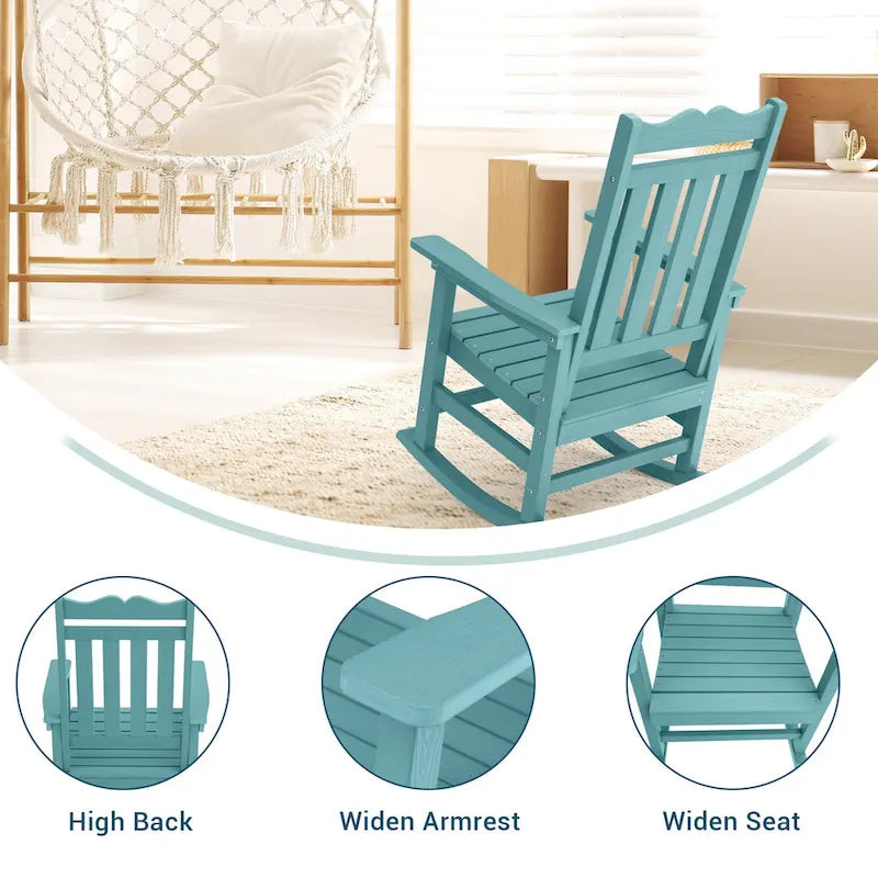 Fauteuil à bascule Adirondack de patio BONOSUKI, fauteuil de foyer résistant aux intempéries