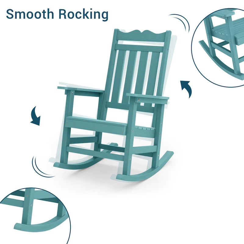 Fauteuil à bascule Adirondack de patio BONOSUKI, fauteuil de foyer résistant aux intempéries