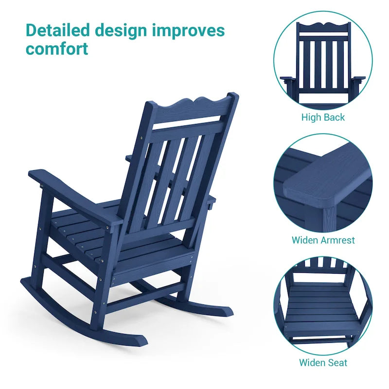 Fauteuil à bascule Adirondack de patio BONOSUKI, fauteuil de foyer résistant aux intempéries