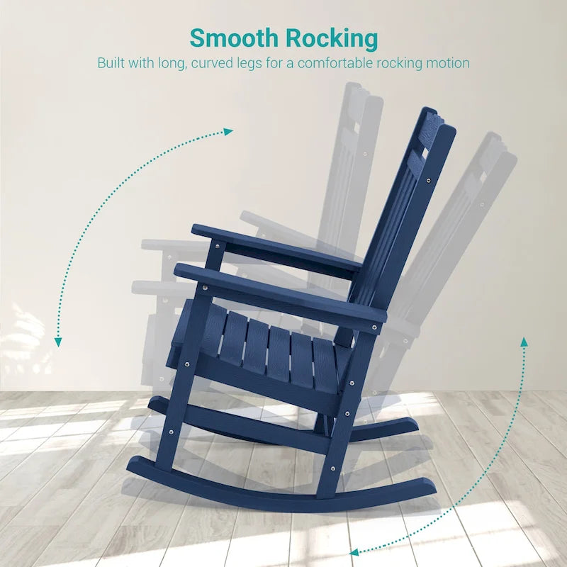 Fauteuil à bascule Adirondack de patio BONOSUKI, fauteuil de foyer résistant aux intempéries