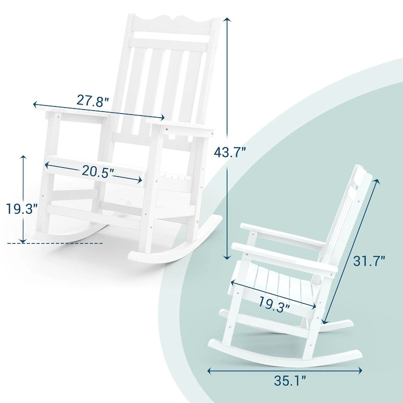 Fauteuil à bascule Adirondack de patio BONOSUKI, fauteuil de foyer résistant aux intempéries