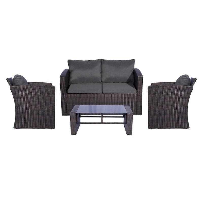 Ensemble de mobilier de patio extérieur Atlas 4 pièces avec coussins