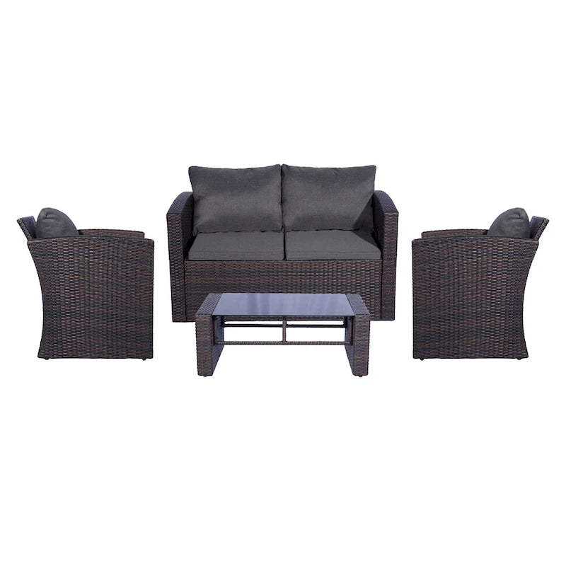 Ensemble de mobilier de patio extérieur Atlas 4 pièces avec coussins