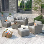 Ensemble de mobilier de jardin en résine tressée XIZZI 6 pièces avec table basse