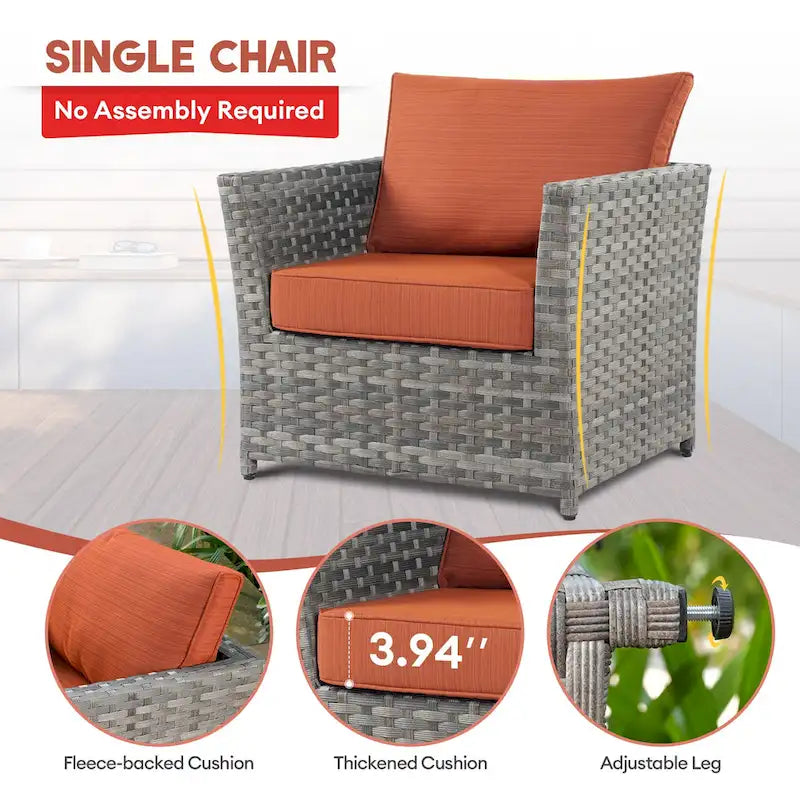 Ensemble de mobilier de jardin en résine tressée XIZZI 6 pièces avec table basse