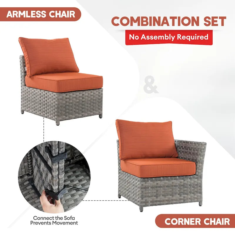 Ensemble de mobilier de jardin en résine tressée XIZZI 6 pièces avec table basse