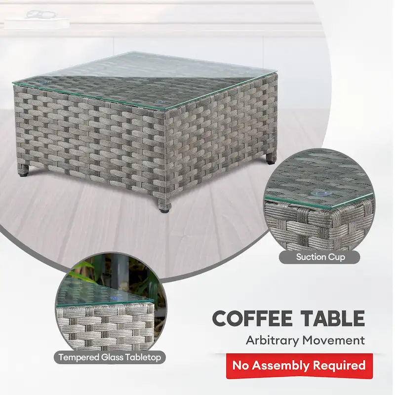 Ensemble de mobilier de jardin en résine tressée XIZZI 6 pièces avec table basse